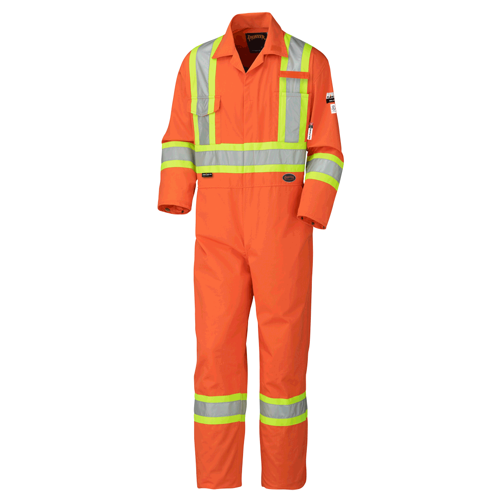 Flame-Gard® Hi-Vis FR/ARC-Rated Coveralls – 98% Cotton 2% Antistatic – Hi-Vis Orange – 38