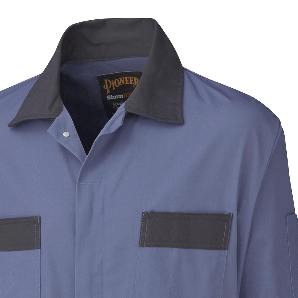 Cotton Coverall – Concealed Brass Button Closure – Navy – 38