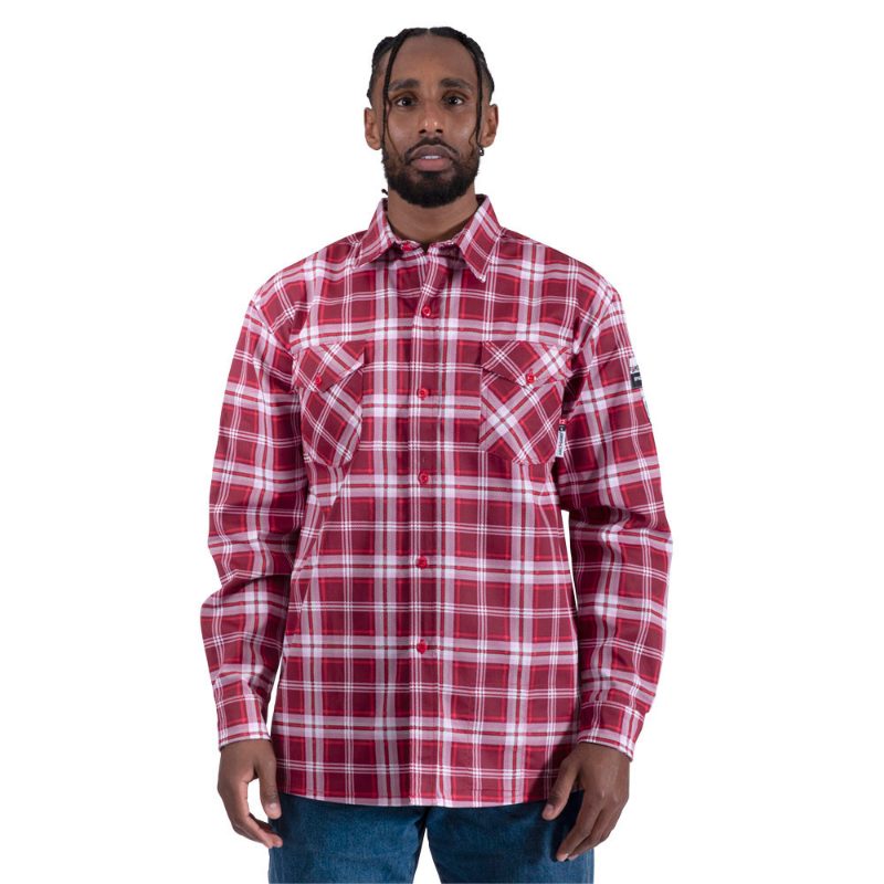 Flame-Gard® 100% Cotton Safety Work Shirt – Red Plaid – 4XL