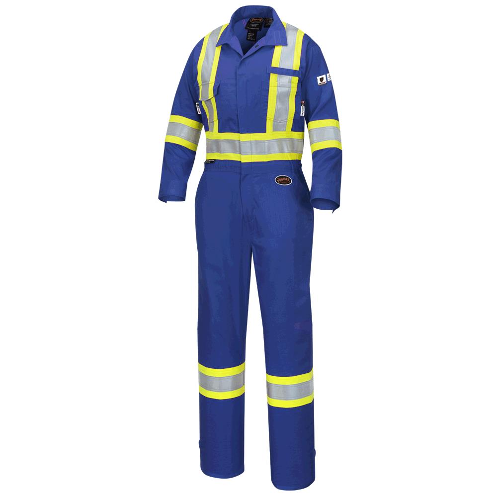 FR-Tech® Hi-Vis 88/12 7 oz FR/ARC-Rated Coveralls – Leg Zippers – Royal Blue – 42