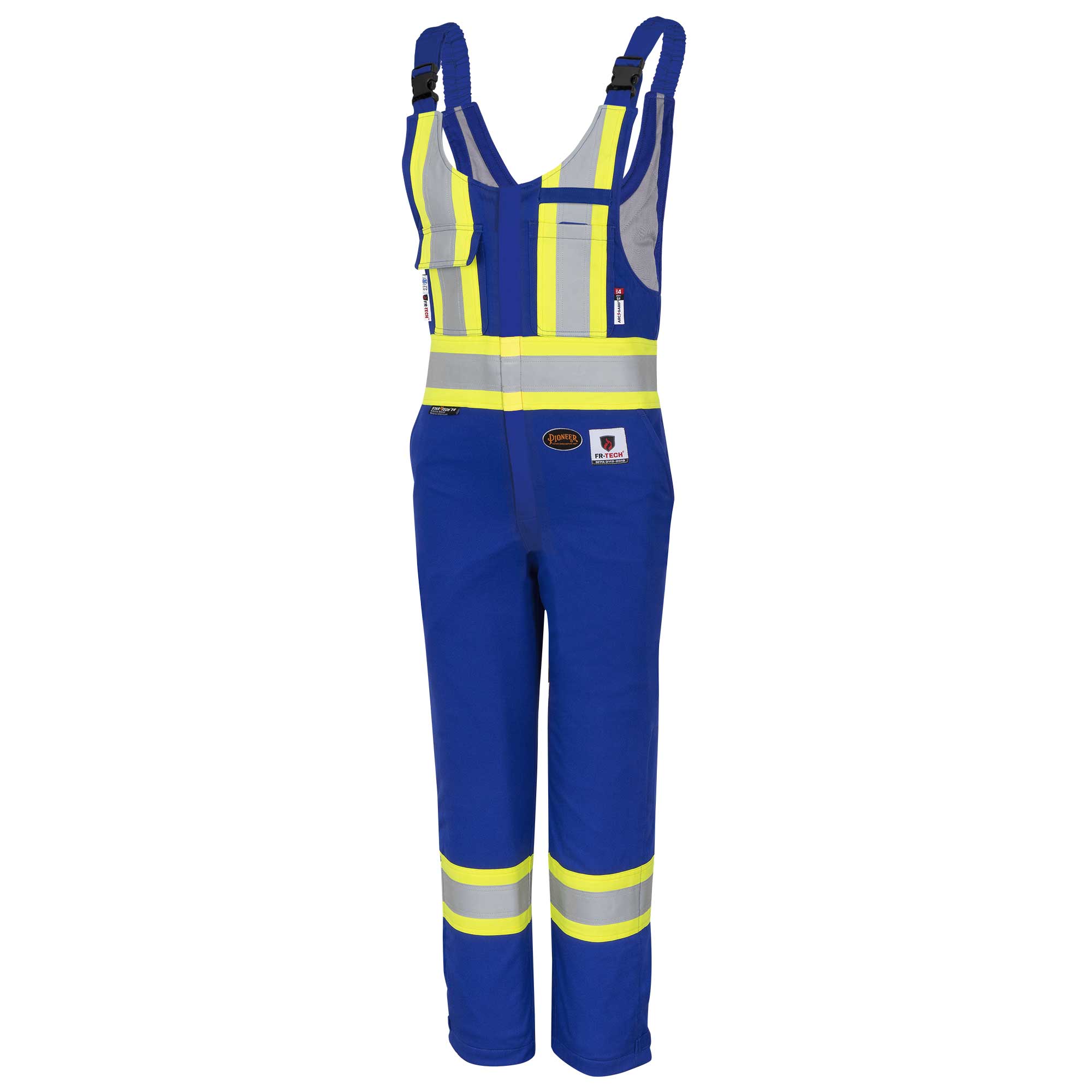 FR-Tech® Hi-Vis FR/Arc-Rated Quilted Safety Overalls – Zipper Closure – Royal Blue – XL