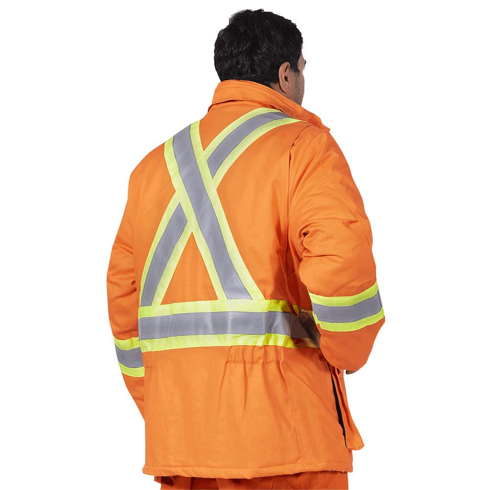 FR-Tech® Hi-Vis FR/Arc-Rated Quilted Safety Parka – Hi-Vis Orange – 5XL