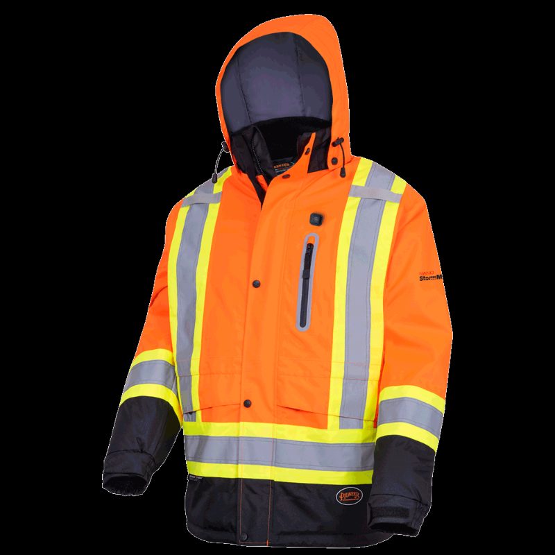 Hi-Vis Heated Insulated Safety Jacket – Waterproof – Hi-Vis Orange – L