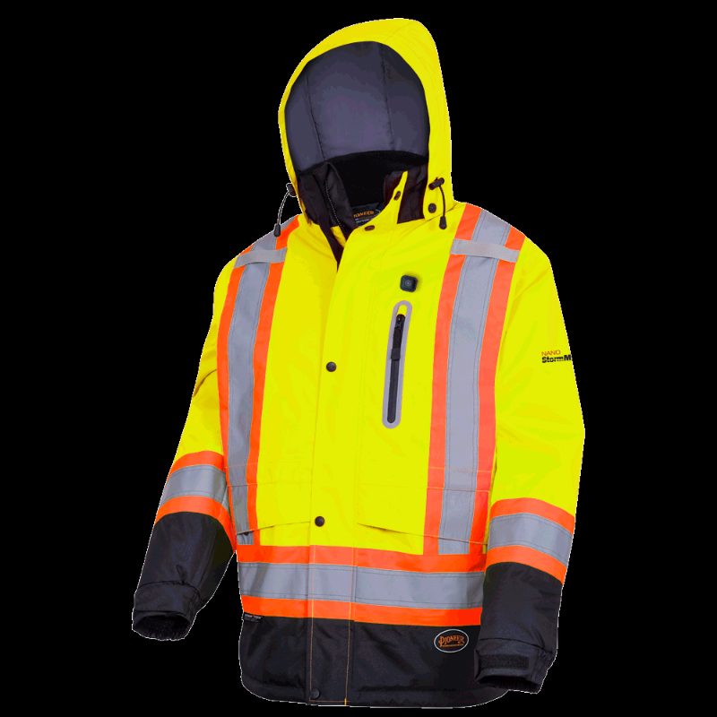 Hi-Vis Heated Insulated Safety Jacket – Waterproof – Hi-Vis Yellow – M