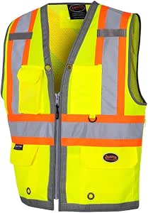 Hi-Vis 300D Oxford Poly Mesh Surveyor's Safety Vest – Mesh Back- Zipper Closure – Black – 3XL
