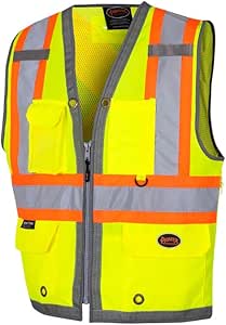 Hi-Vis 300D Oxford Poly Mesh Surveyor's Safety Vest – Mesh Back- Zipper Closure – Black – S