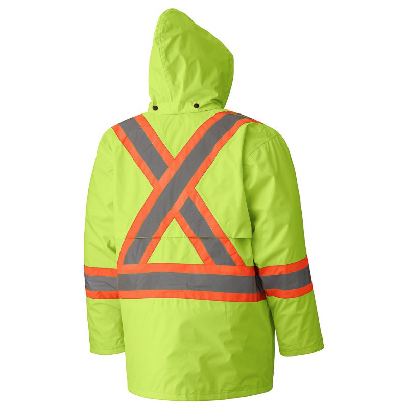 Hi-Vis 150D Lightweight Waterproof Safety Jacket – Detachable Hood – Hi-Vis Yellow/Green – L