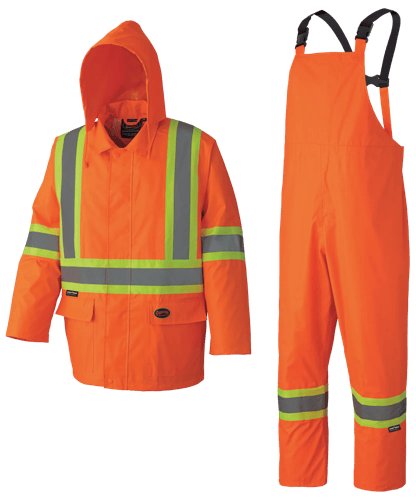 Hi-Vis 210D Oxford Poly/PVC Waterproof Suit – Hi-Vis Orange – 2XL