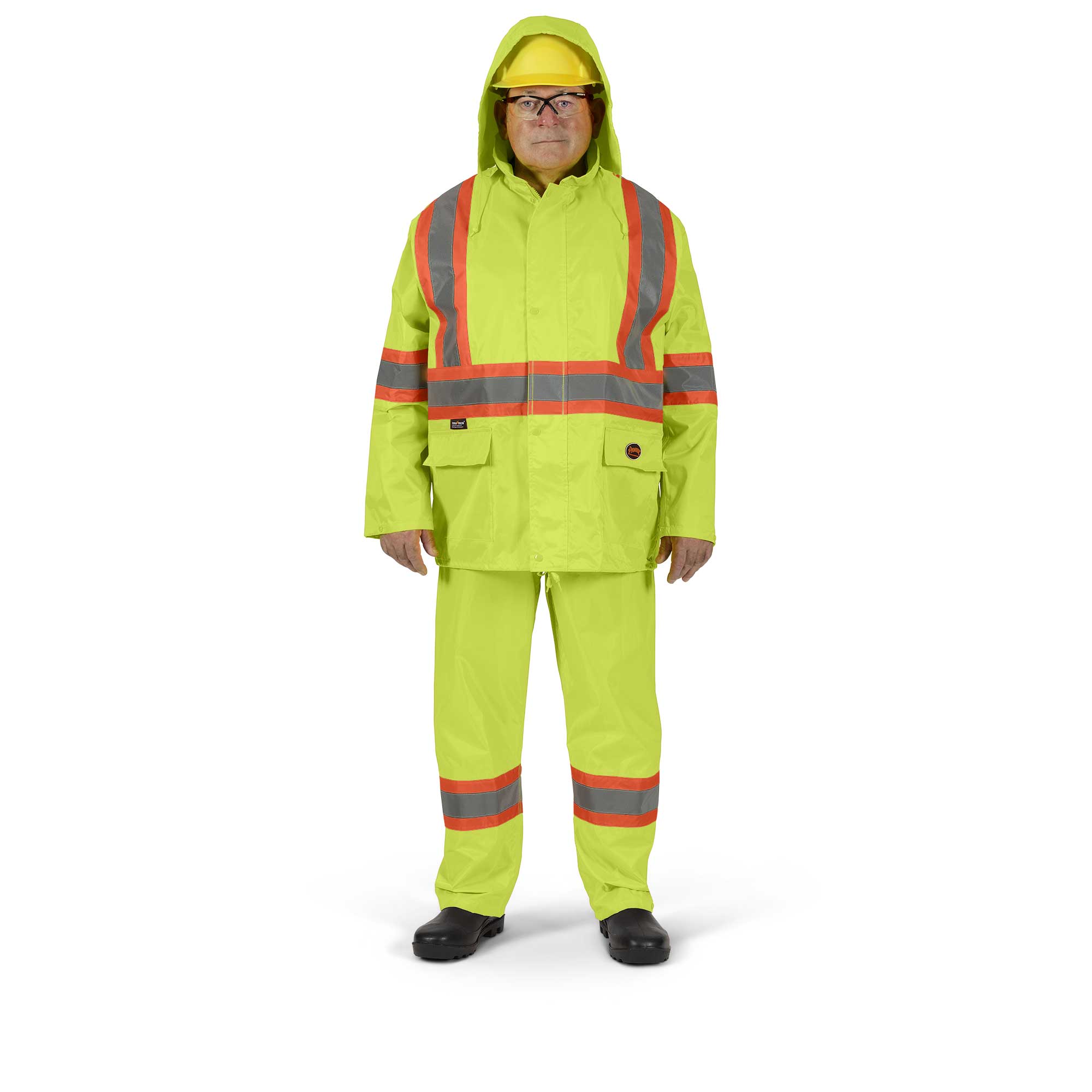 Hi-Vis 210D Oxford Poly/PVC Waterproof Suit – Hi-Vis Yellow/Green – 4XL
