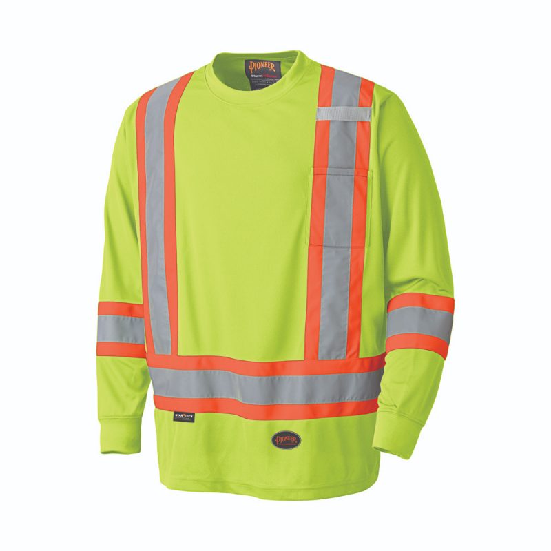 Hi-Vis Bird's-Eye Long-Sleeved Safety Shirt – Hi-Vis Yellow/Green – 5XL