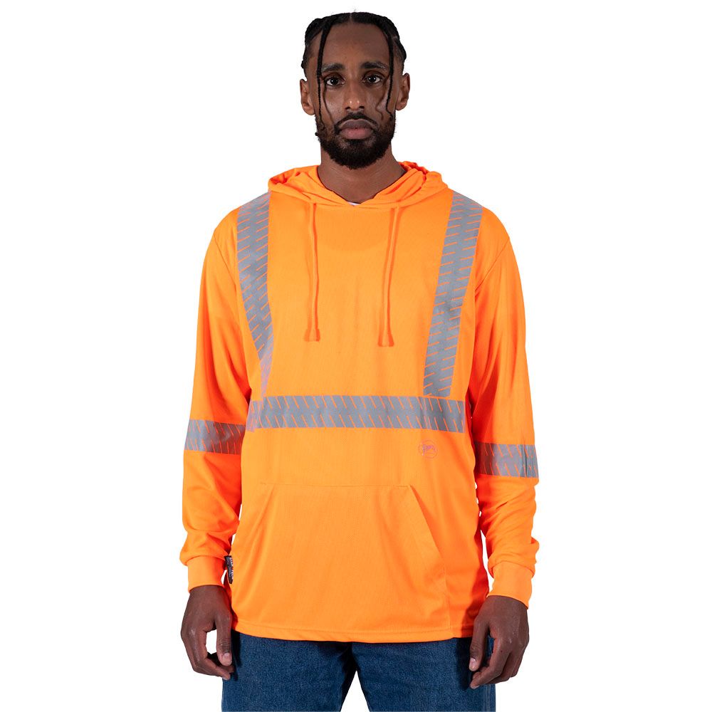 Hi-Vis Bird's-Eye Safety Hoodie Shirt – Hi-Vis Orange – 4XL