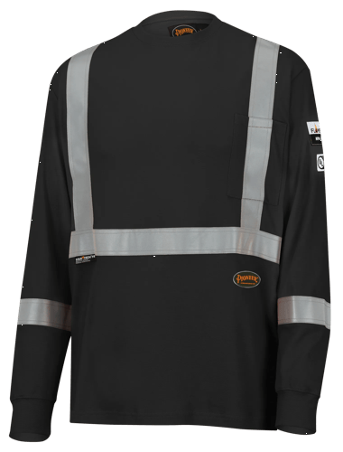 Hi-Vis FR/Arc-Rated Long-Sleeved Safety Shirt – 100% Cotton – Black – XL