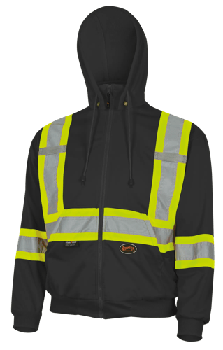 Hi-Vis Microfleece Hoodie – Zipper Closure – Black – 3XL