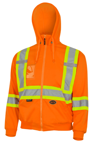 Hi-Vis Microfleece Hoodie – Zipper Closure – Hi-Vis Orange – M