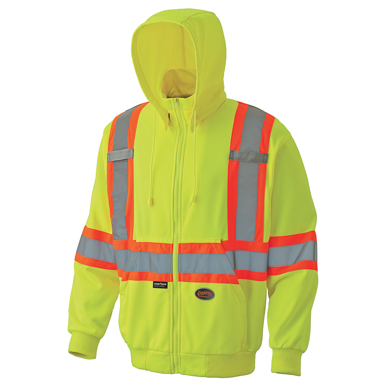 Hi-Vis Microfleece Hoodie – Zipper Closure – Hi-Vis Yellow/Green – L