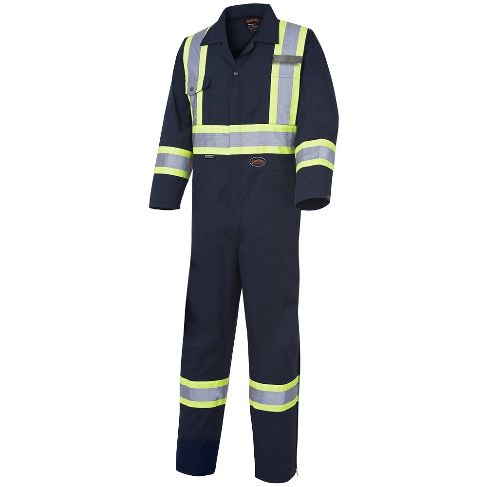 Hi-Vis Poly/Cotton Safety Overalls – Navy – 54 – Tall