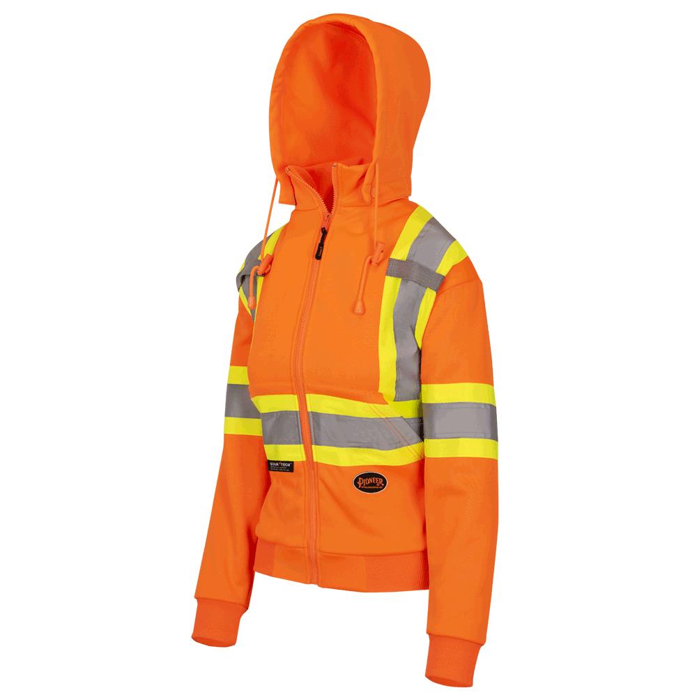 Hi-Vis Polyester Fleece Safety Hoodie – Zipper Closure – Hi-Vis Orange – S