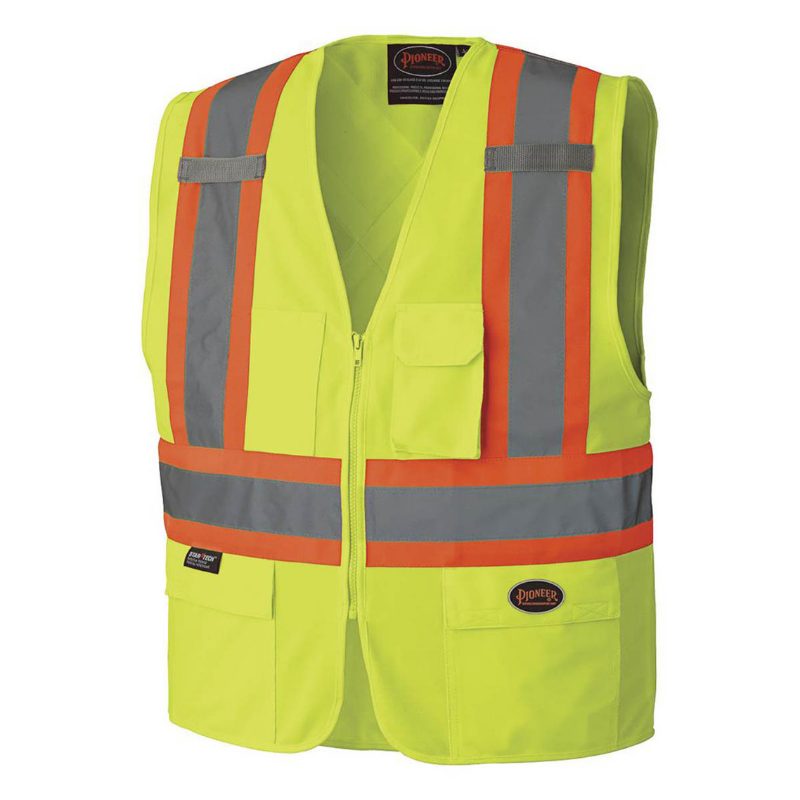 Hi-Vis Poly Tricot Safety Vest – 2" Tape – Hook & Loop Closure – Hi-Vis Yellow – 2XL