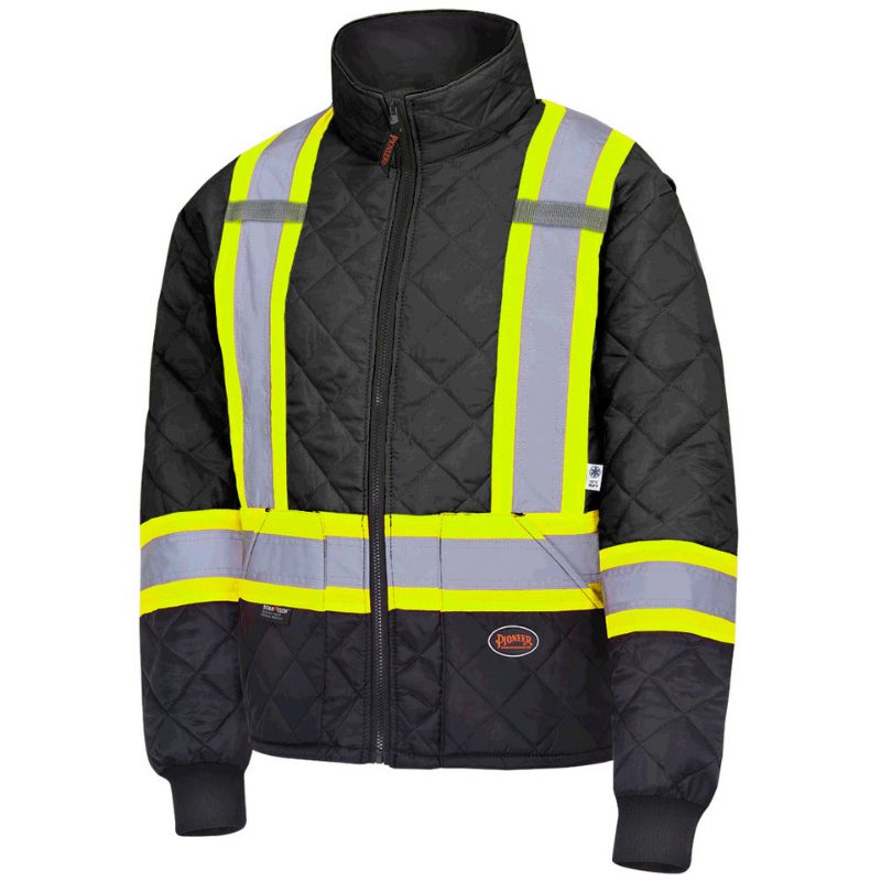 Hi-Vis Quilted Freezer Jacket – Black – 3XL