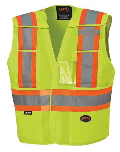 Hi-Vis Tricot Poly Safety Vest – 2" Tape – Zipper Closure – Hi-Vis Yellow/Green – XL