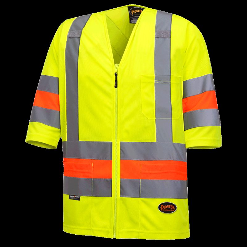 Quebec Hi-Vis Short-Sleeved Traffic Control Safety Shirt – Hi-Vis Yellow – 2XL