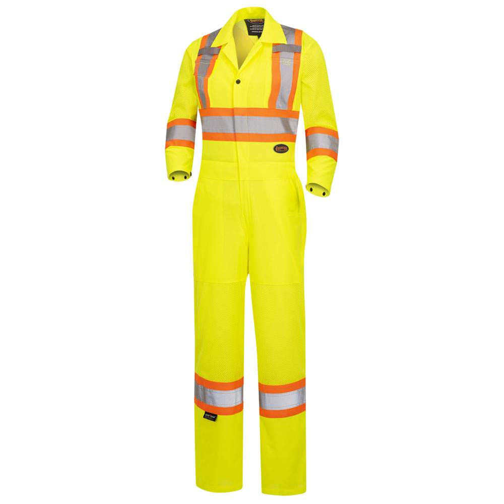 Hi-Vis SMS Disposable Coveralls – Reflective Tape – Zipper Closure – Zipper Closure – 50/CS – Orange – M