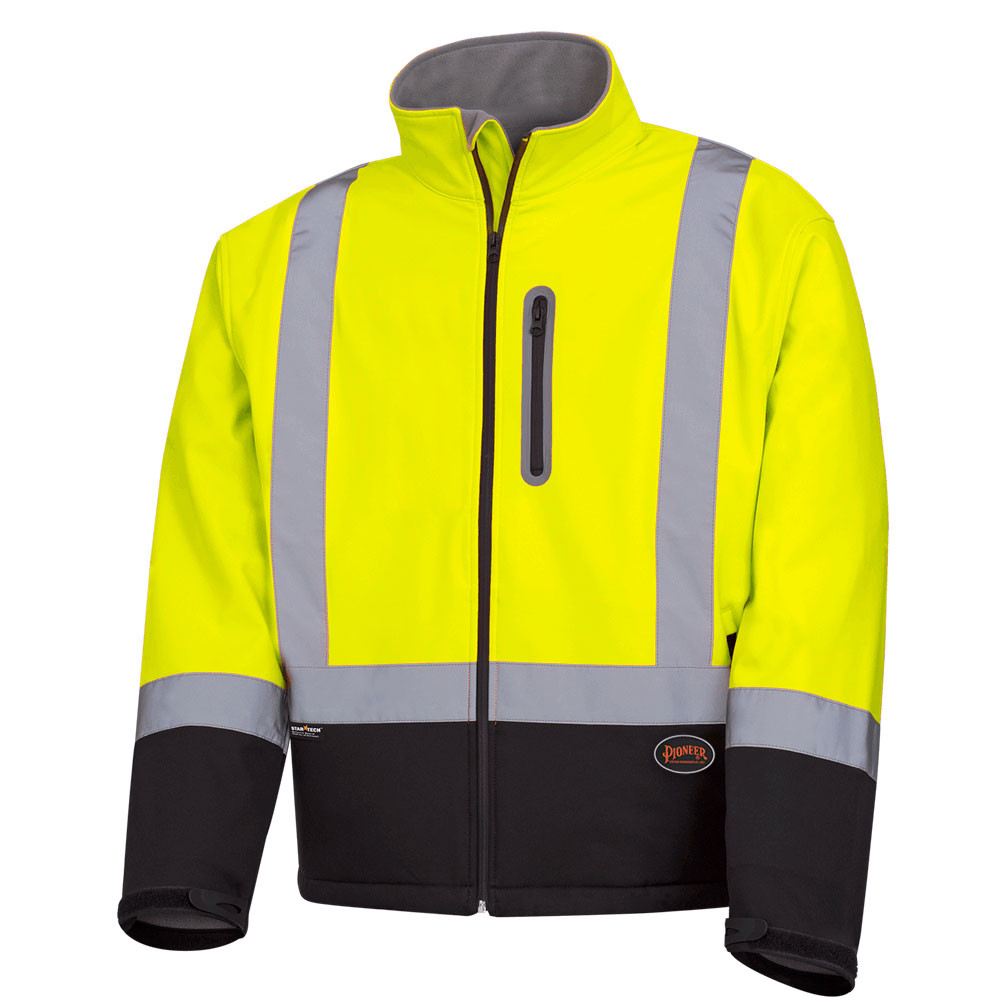Hi-Vis Softshell Mechanical Strength Safety Jacket – Hi-Vis Yellow/Green – M