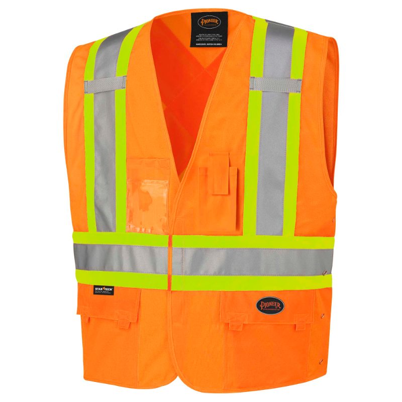 Hi-Vis Tricot Poly Safety Vest – Mesh-Back – 5-pt Tear-Away – Hi-Vis Orange – S