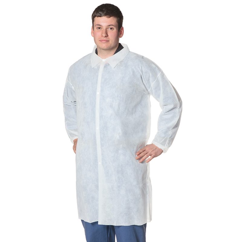 Polypropylene Disposable Lab Coats – 10 pk – White – L