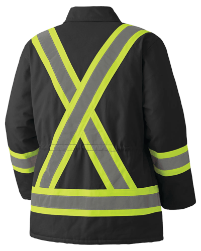 Hi-Vis Quilted Cotton Duck Safety Parka – Black – XL