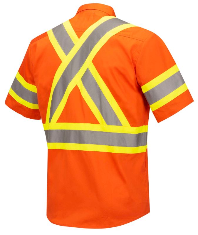 Hi-Vis CoolPass® Short-Sleeved Safety Shirt – Reflective Patch on Sleeve – Hi-Vis Orange – 3XL