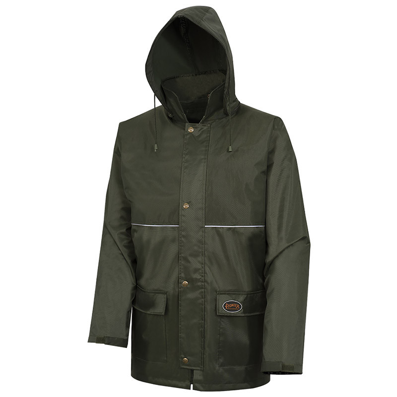Nailhead Ripstop Tree Planter Jacket – 100% Waterproof – Detachable Hood – Green – M