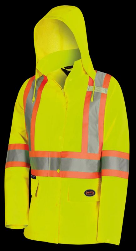 "The Rock" Women's Hi-Vis 300D Oxford Poly Jacket – PU Coated – Hi-Vis Yellow/Green – S
