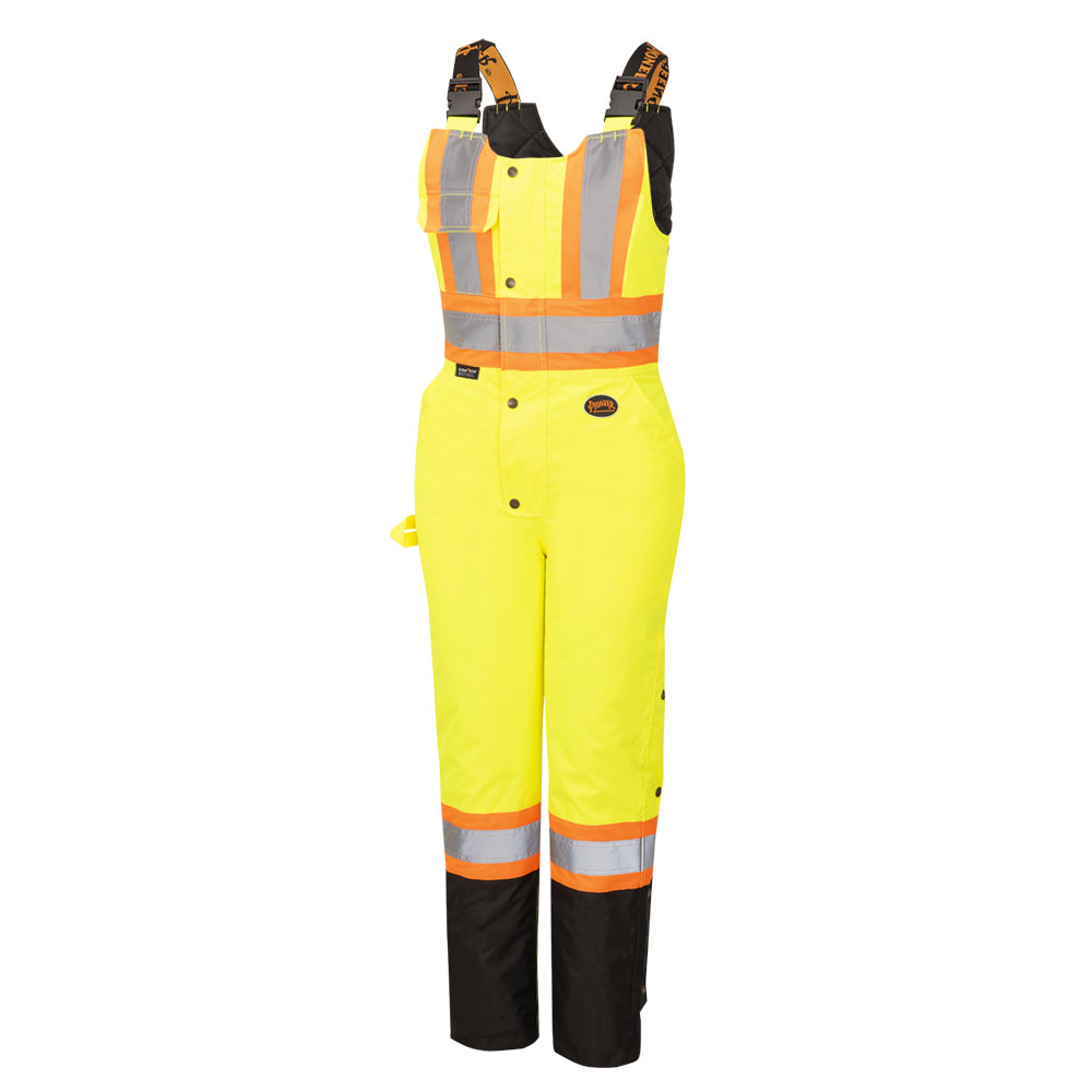 Women's Hi-Vis Safety Overalls – Waterproof – Black Bottom – Hi-Vis Yellow – L