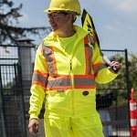 Women's Hi-Vis Fleece Hoodie –Zipper Closure – Hi-Vis Yellow – XL