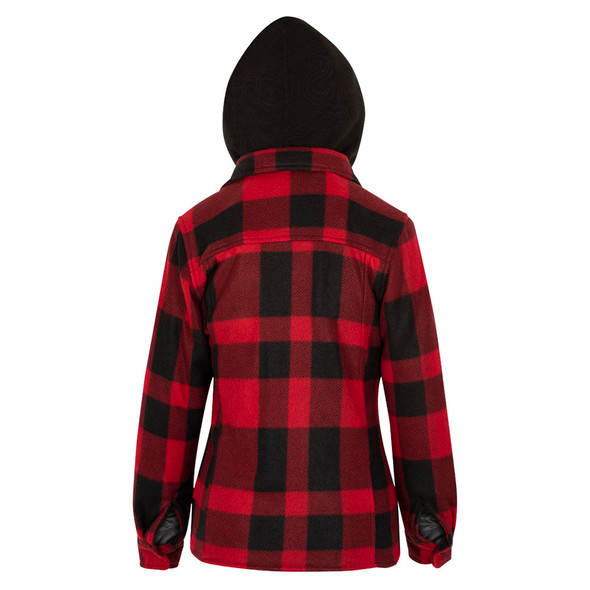 Women’s Quilted Polar Fleece Hooded Shirt – Red/Black Plaid – S