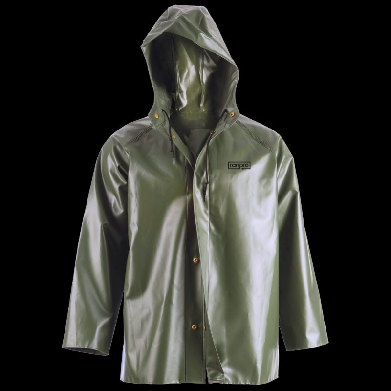 Canadian Waterproof Hooded Rain Jacket – PVC-Coated Polyester – XL