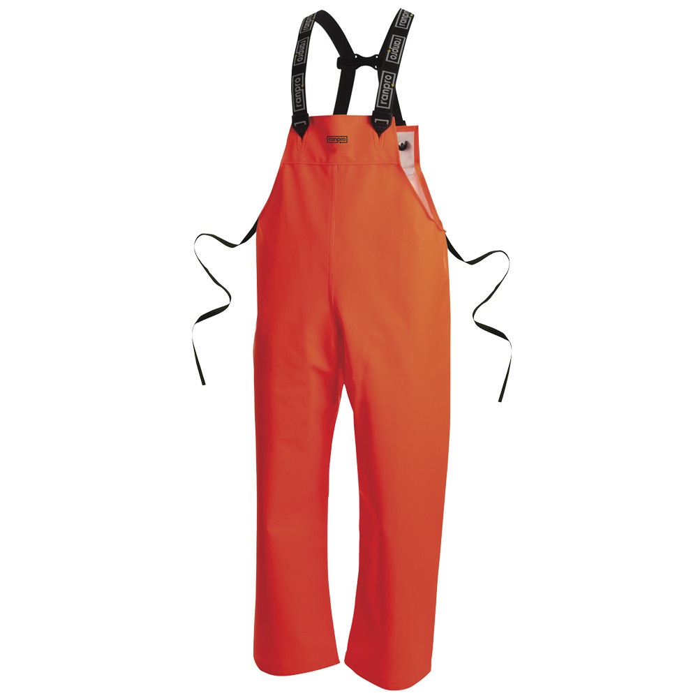 FL Snapper® Waterproof Rain Bib Pants – PVC Coated Poly/Cotton – Orange – 3XL