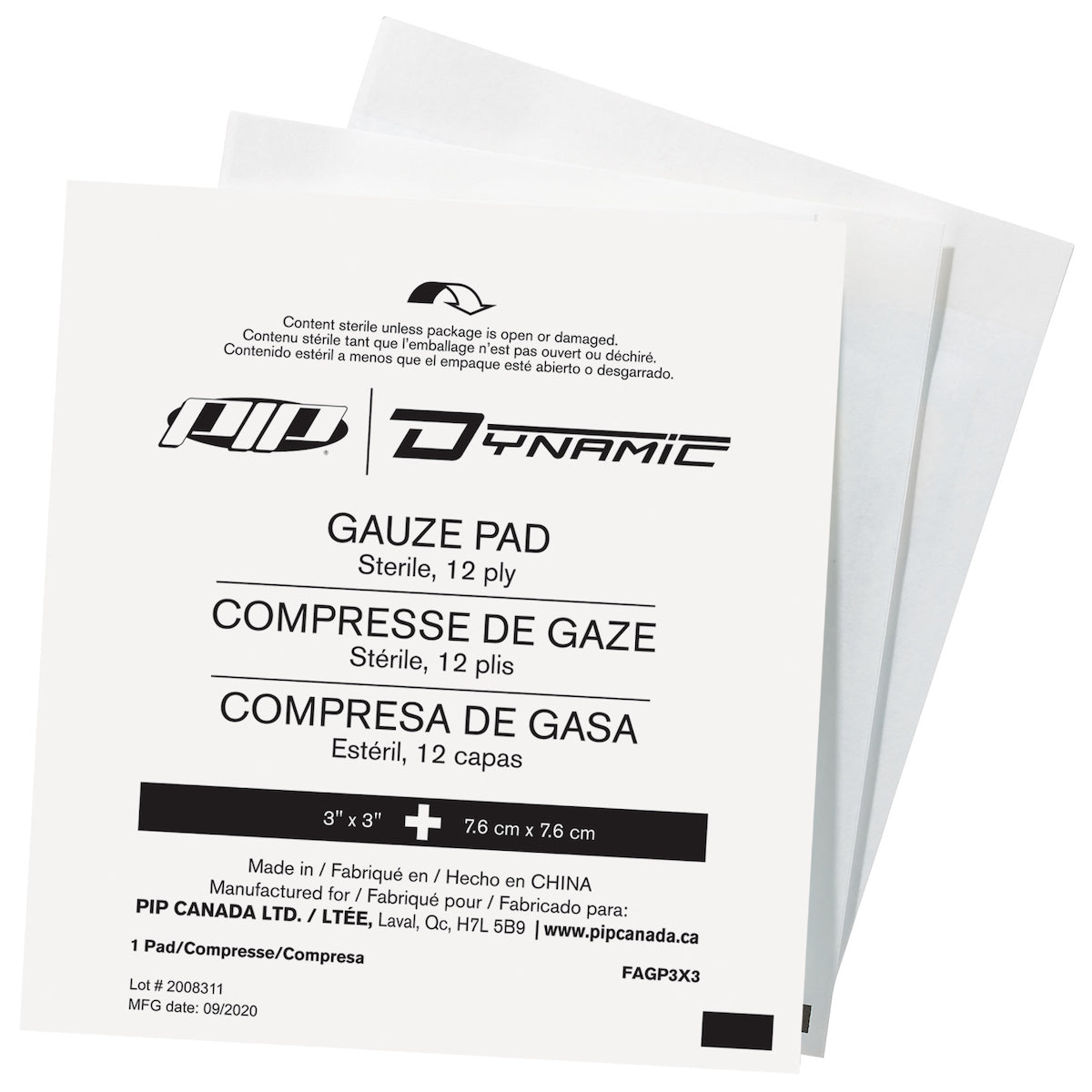 GAUZE PADS,STERILE,12PLY,3"X3",BX/4 (White 4/BX)