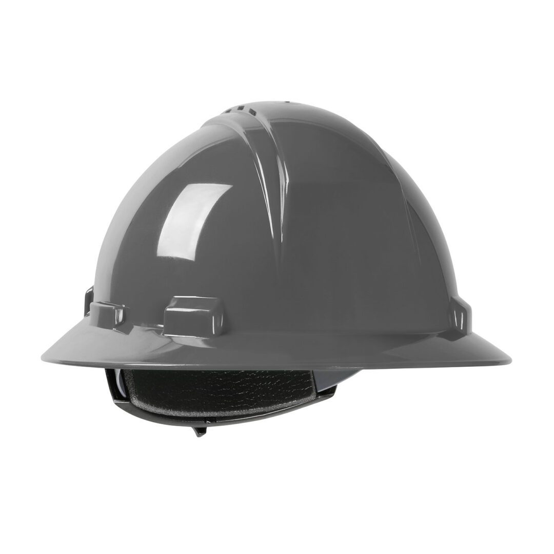 Vented, Full Brim Hard Hat with HDPE Shell, 4-Point Textile Suspension and Wheel Ratchet Adjustment (White OS)