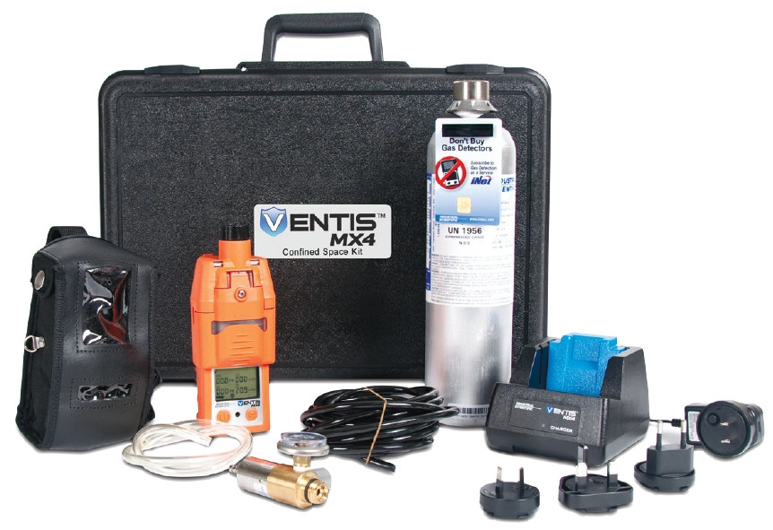 Industrial Scientific VENTIS MX4 CONFINED Space Kit with Ventis Slide-on Pump – LEL (Methane), CO, H2S, O2, Orange, Li-ion Venti