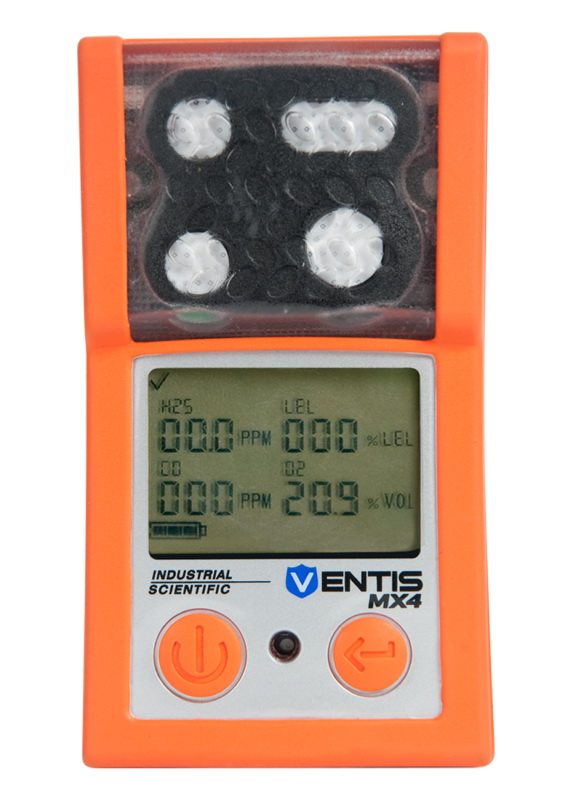 Industrial Scientific Ventis MX4, CH4 (0-5%), CO, NO2, O2, Li-ion Ext Range, Desktop Charger, Without Pump, Orange, UL/CSA, Engl