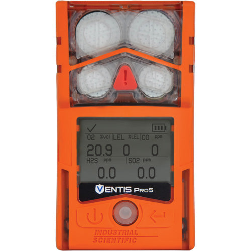 Industrial Scientific Ventis Pro5 Personal Gas Monitor, CO/H2S, NH3, O2, Li-ion Slim Extended Battery, Desktop Charger, No Pump,
