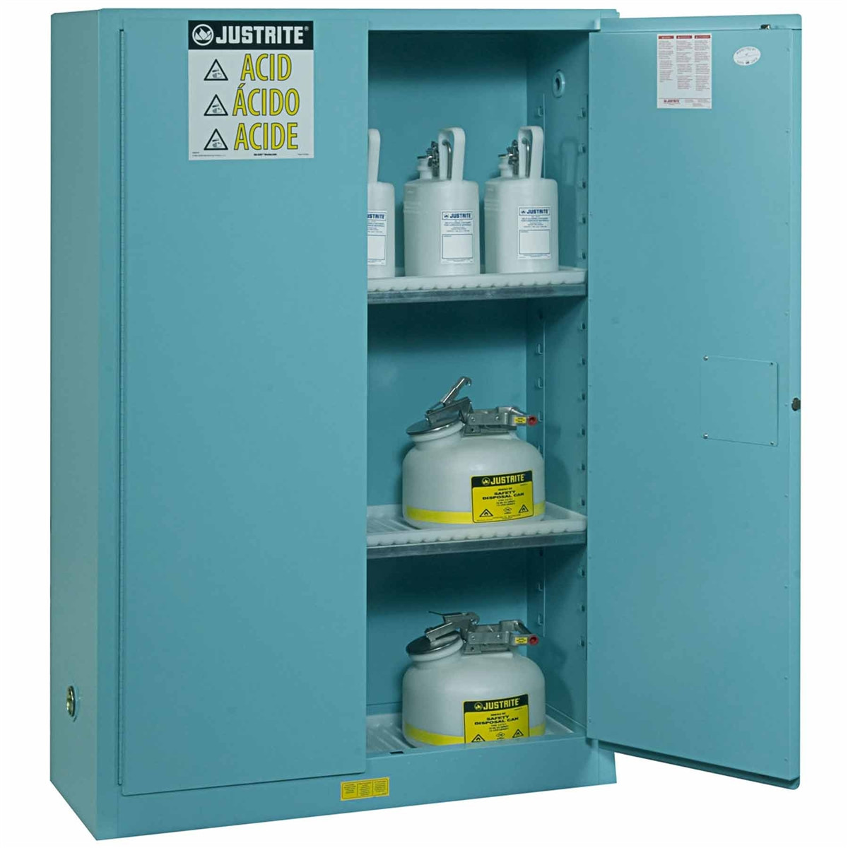 Justrite CABINET, ACID 60G SC/BIFLD BLU