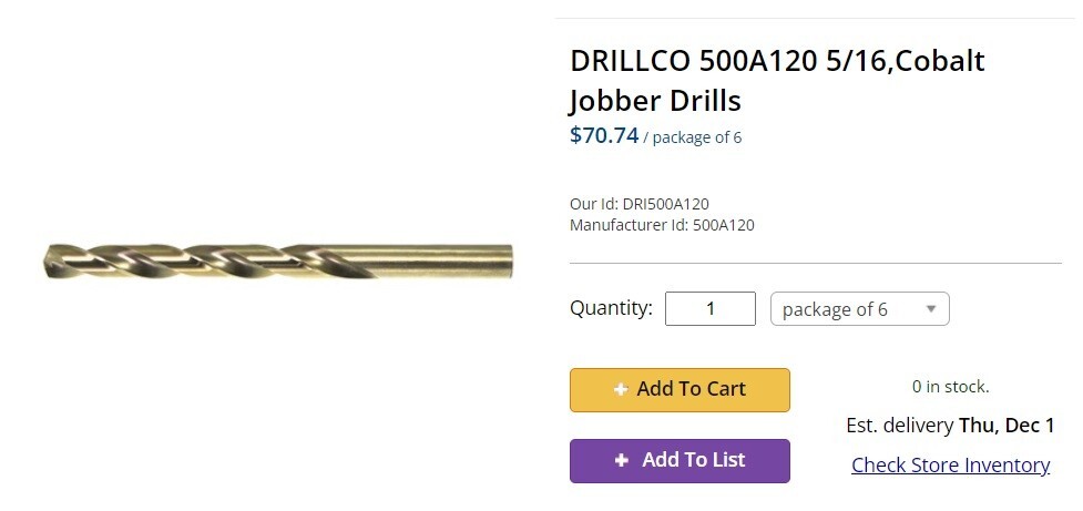 I,COBALT JOBBER DRILL HEAVY DUTY – 540
