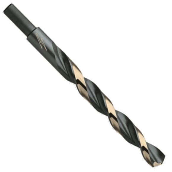 ThunderBit Drills 1/2" Reduced Shank 3-Flats HSS Black & Bronze Oxide 37/64
