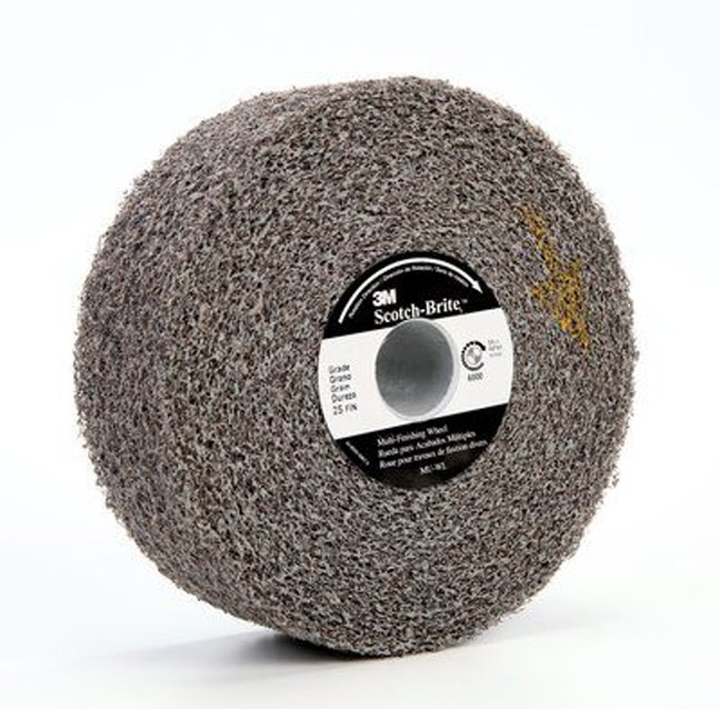 Scotch-Brite™ Multi-Finishing Wheel, MU-WL, MED, 8 in x 1 in x 3 in (20.32 cm x 2.54 cm x 7.62 cm)