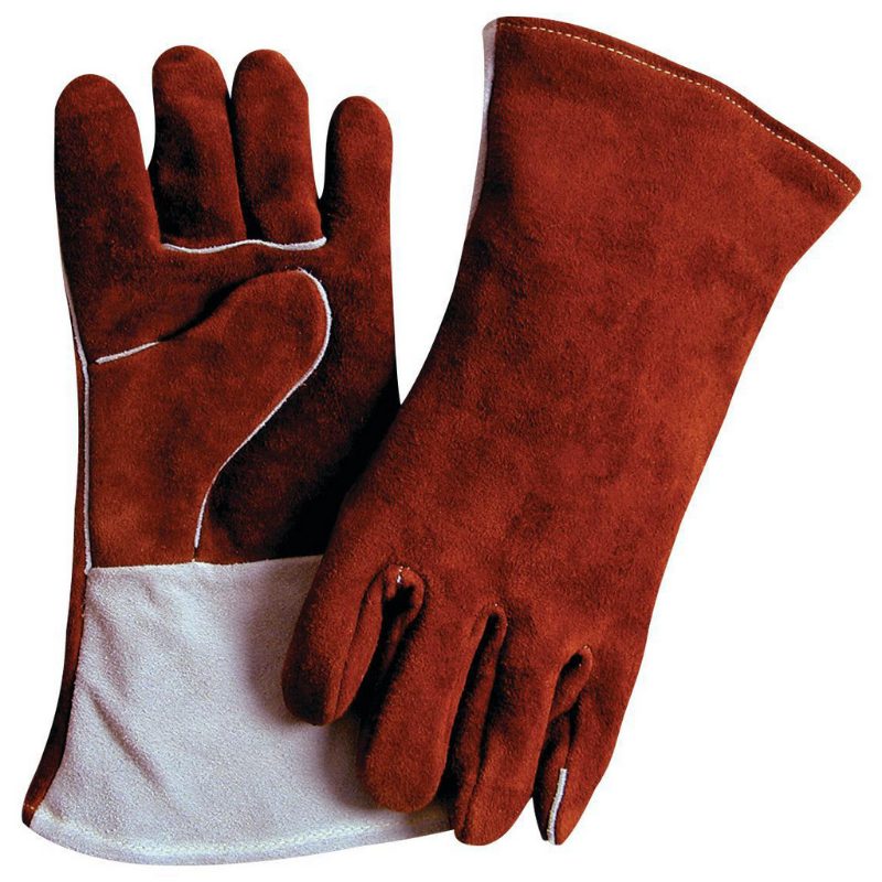 Welding Gloves Domestic: 14” One Finger Mitten Rust Split Leather