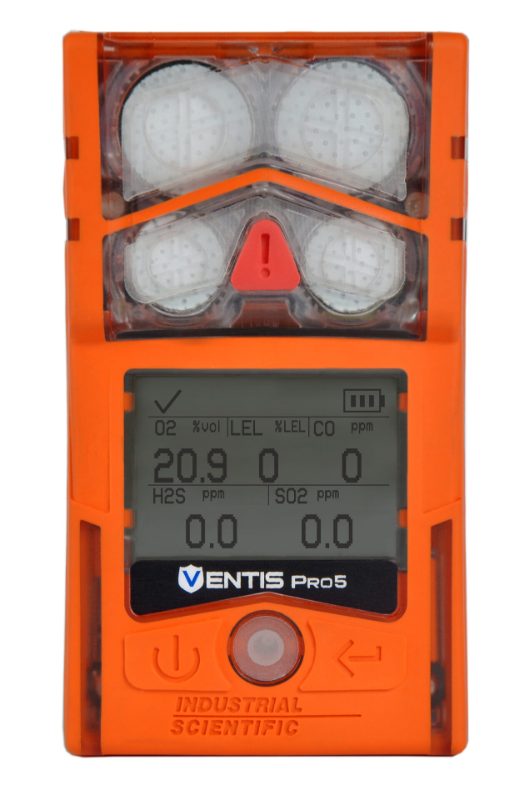 Ventis Pro5 Personal Gas Monitor, HC IR (0-100% LEL), O2, Li-ion Extended Run Time Battery, Desktop Charger, Pump, Orange, UL/CS