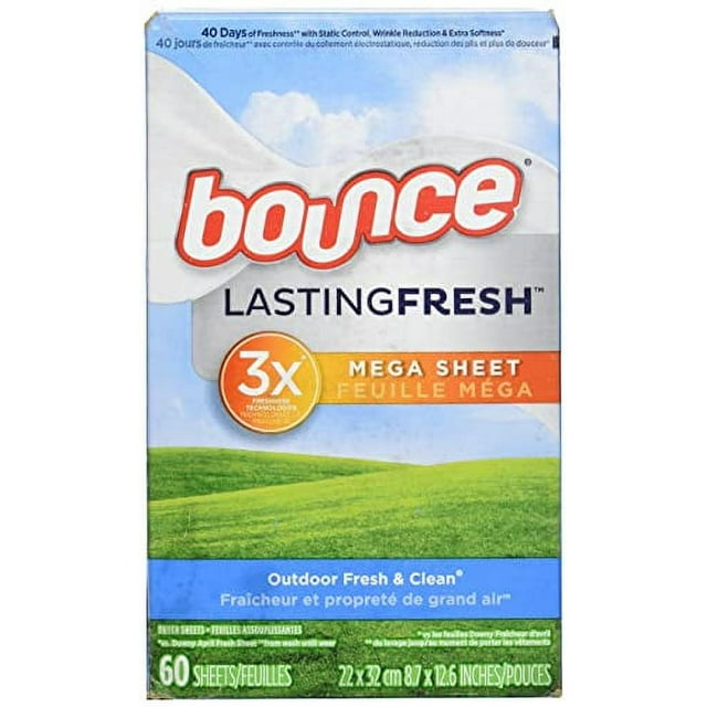 Bounce Mega Dryer Sheets, Fresh Breeze, 60 Count, Mega Fabric Softener Sheets with Static Control, Wrinkle Reduction, Extra Soft